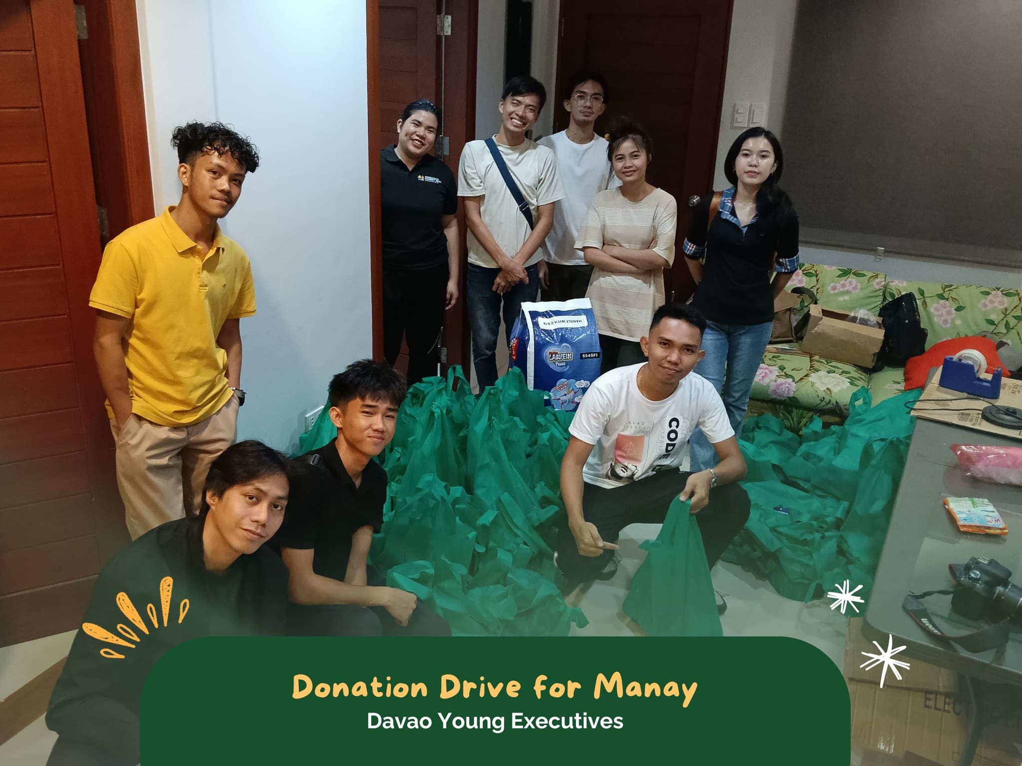 Team packing relief goods for affected families