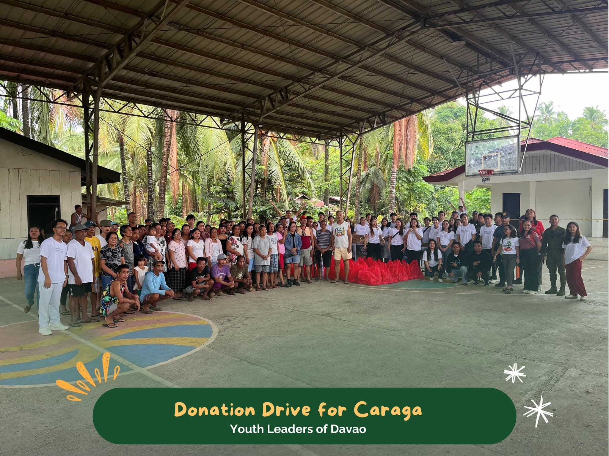 Community members receiving relief in Caraga